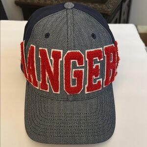 Blue and Gray Baseball Cap with Bold Lettering